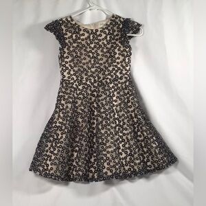 Us Angels Girls Black and Gold Flower Dress